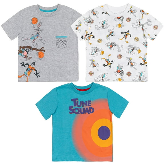 SPACE JAM Looney Tunes Big Boys 3 Pack T-Shirts Toddler to Big Kid