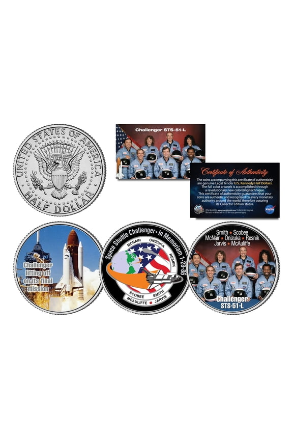 SPACE SHUTTLE CHALLENGER In Memoriam  Kennedy Half Dollar U.S. 3-Coin Set NASA