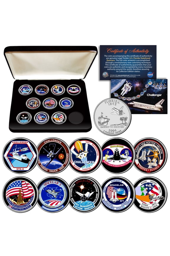SPACE SHUTTLE CHALLENGER MISSION NASA Florida Statehood Quarters 10-Coin Set Box