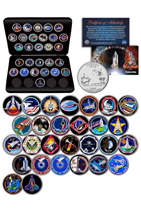 SPACE SHUTTLE COLUMBIA MISSIONS NASA Florida Statehood Quarters 28-Coin Set Box