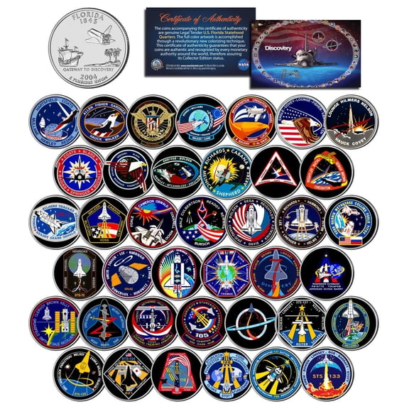 SPACE SHUTTLE DISCOVERY MISSIONS Colorized Florida Quarters US 39-Coin Set NASA