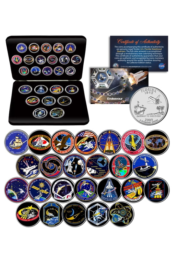 SPACE SHUTTLE ENDEAVOR MISSIONS NASA Florida Statehood Quarters 25-Coin Set Box