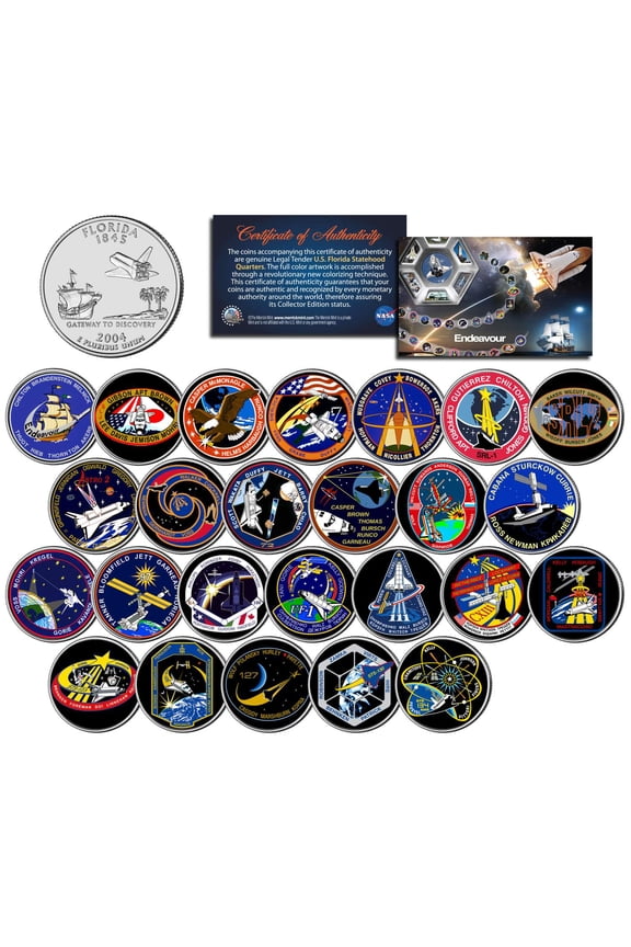 SPACE SHUTTLE ENDEAVOUR MISSIONS Colorized Florida Quarters US 25-Coin Set NASA