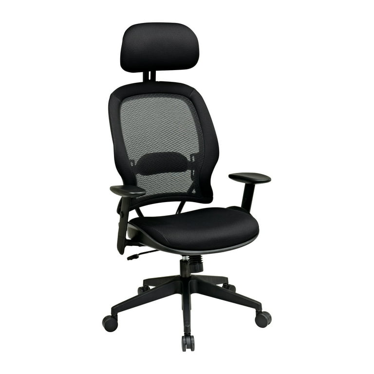 SPACE Seating Air Grid Back Black Mesh Seat Adj Headrest Arms