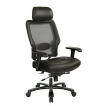 SPACE Seating Executive Big and Tall Chair in Black Bonded Leather Fabric w/ Headrest