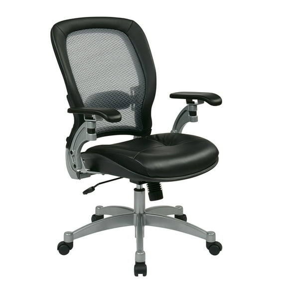 SPACE Seating Professional Light AirGrid® Chair with Leather Seat and Platinum Finish Accents