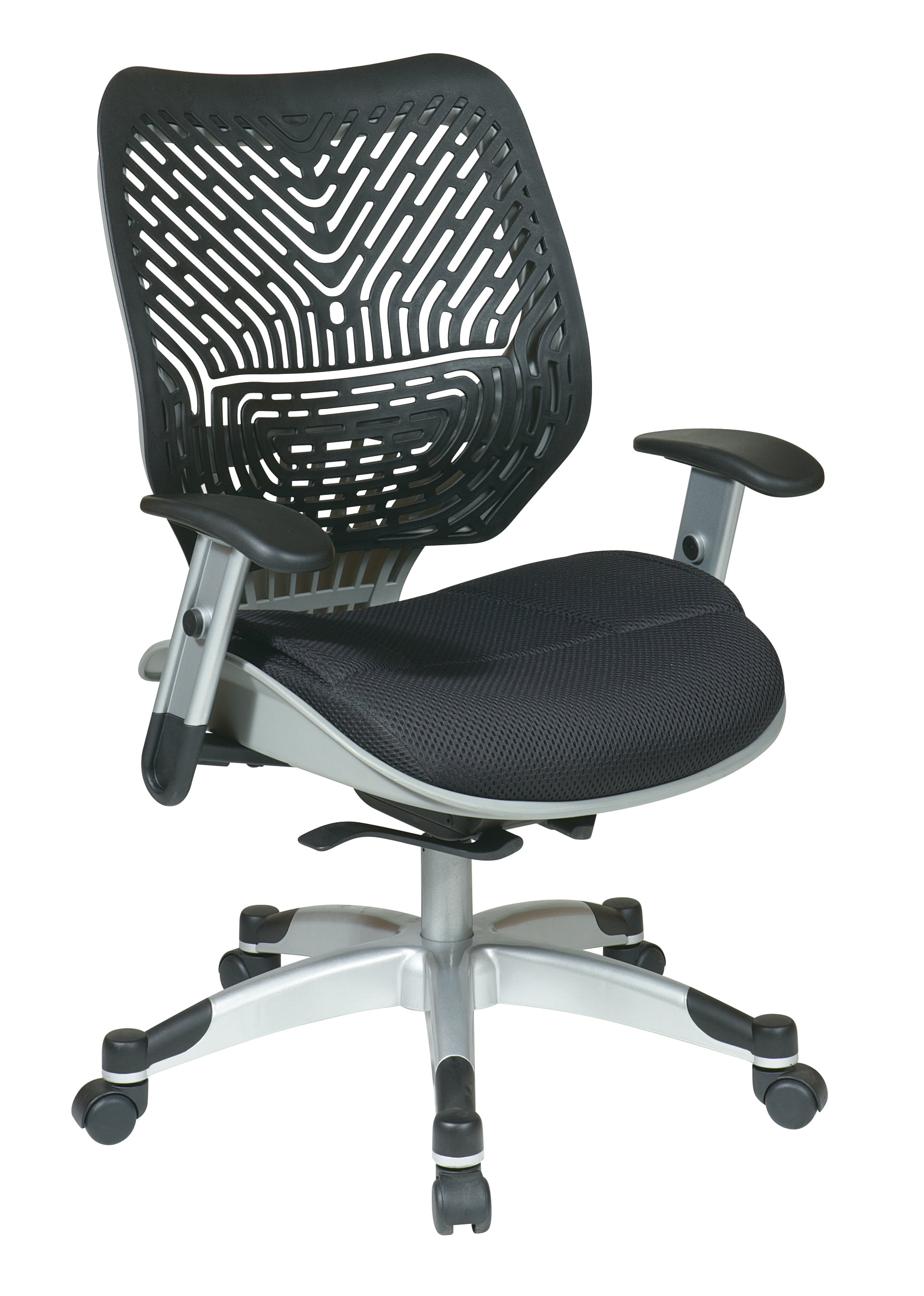 Black Mesh and Metal Adjustable Executive Office Chair