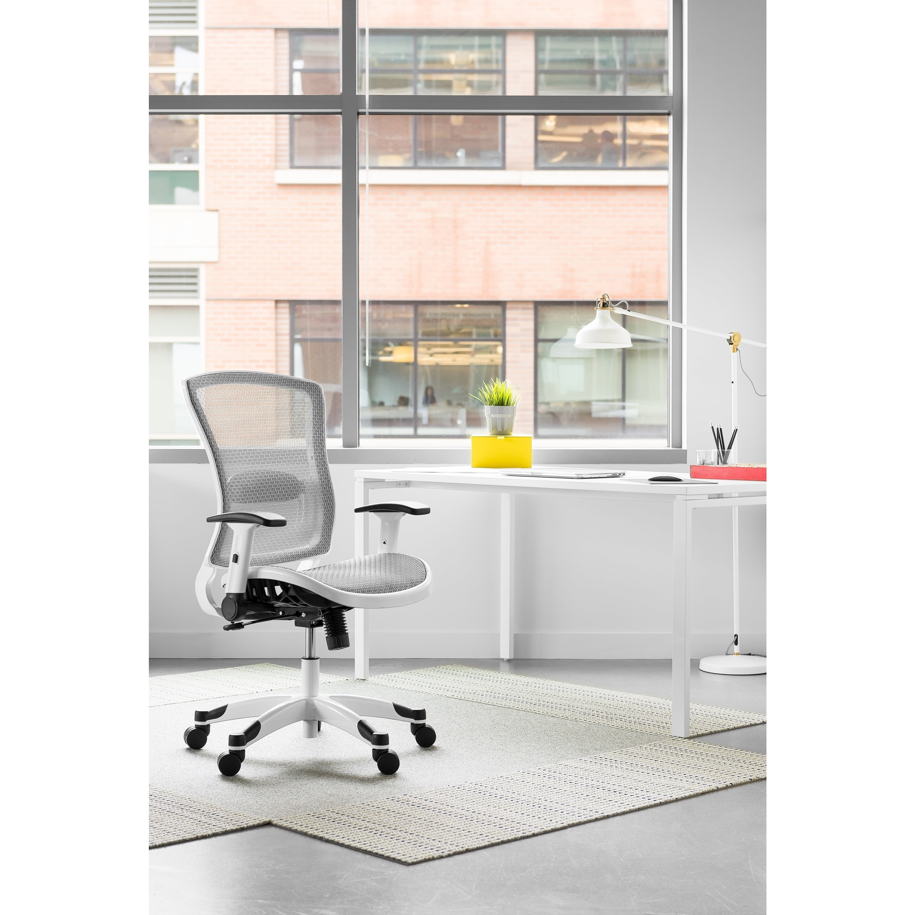 Ergonomic White Mesh Manager's Chair with Adjustable Lumbar Support