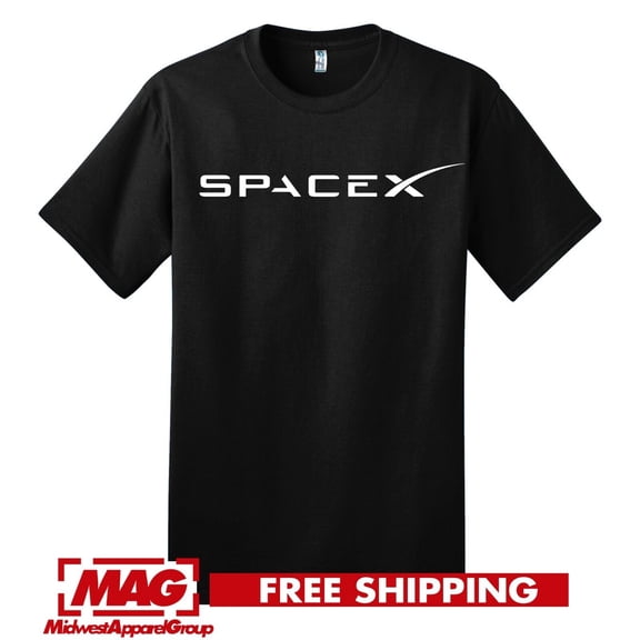 SPACE X BLACK T-SHIRT Logo Tech Rockets Cool Space Mars Tshirt Tee Falcon Force