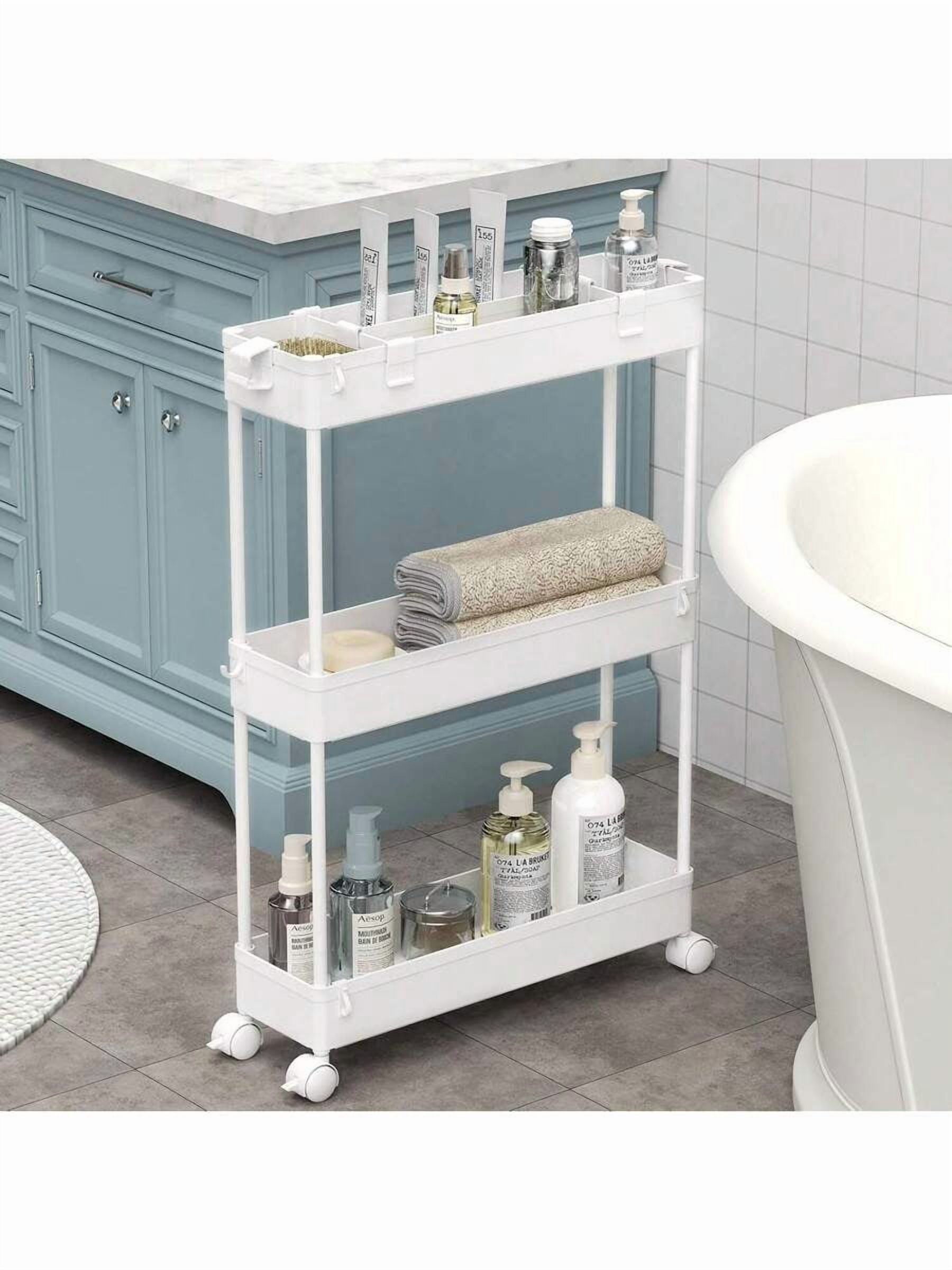 View of SPACEKEEPER 3-Tier Rolling Storage Cart - Mobile Shelving Unit with ...