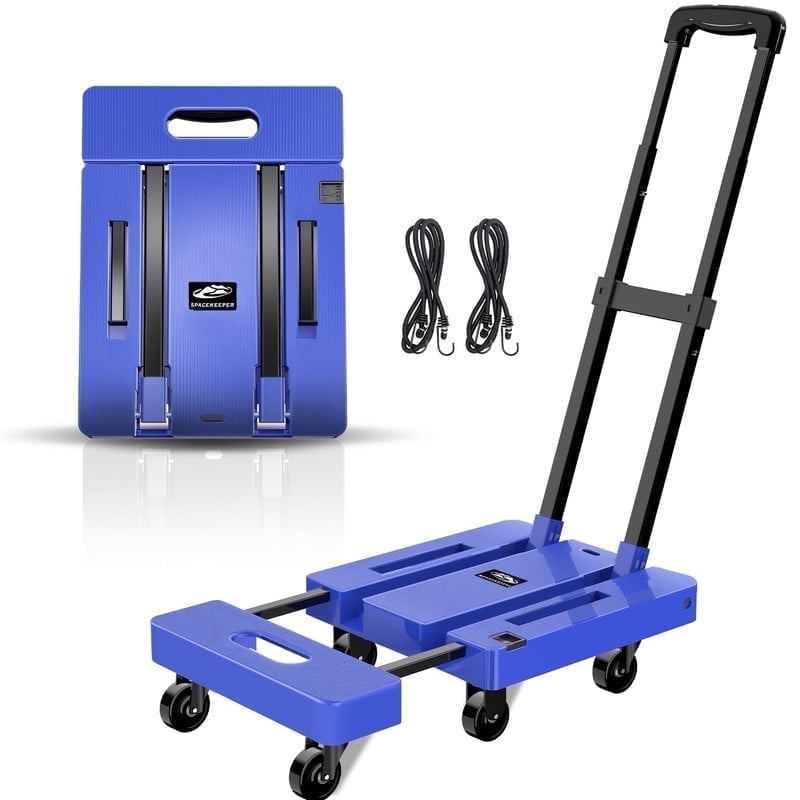 Hand Cart Ropes SPACEKEEPER Folding Hand Truck, 500 LB Capacity Luggage Cart, Portable ...