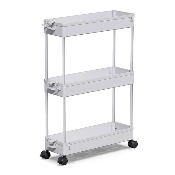 SPACEKEEPER Slim Rolling Storage Cart, 3 Tier Bathroom Storage Organizer Laundry Room Utility Cart Mobile Shelving Unit, Multi-Purpose For Kitchen Office Bathroom Laundry Narrow Places