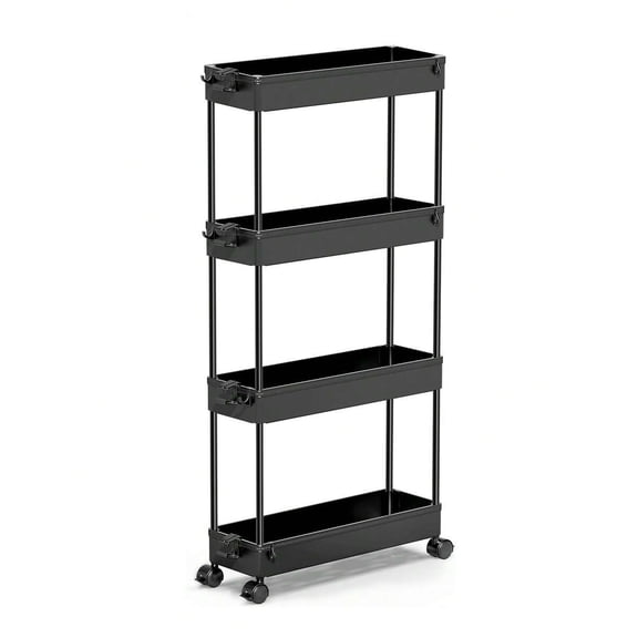 SPACEKEEPER Slim Rolling Storage Cart 4 Tier Bathroom Organizer Mobile Shelving Unit Utility Cart Tower Rack For Kitchen Laundry Narrow Places