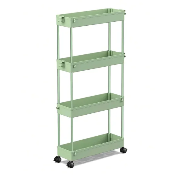 SPACEKEEPER Slim Rolling Storage Cart 4 Tier Bathroom Organizer Mobile Shelving Unit Utility Cart Tower Rack For Kitchen Laundry Narrow Places