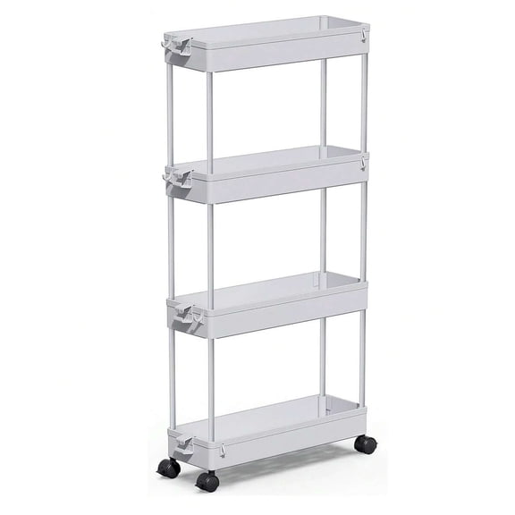 SPACEKEEPER Slim Rolling Storage Cart 4 Tier Bathroom Organizer Mobile Shelving Unit Utility Cart Tower Rack For Kitchen Laundry Narrow Places