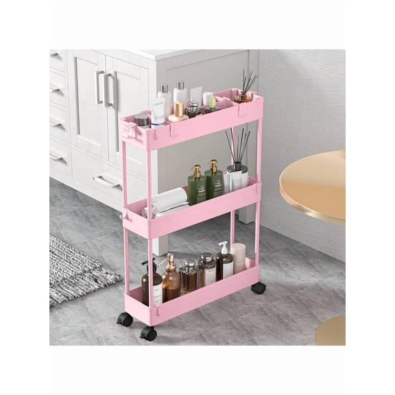 SPACEKEEPER Slim Rolling Storage Cart - Mobile Utility Shelving Unit | Slide-Out Storage Shelves | Room/Bathroom Decor | For Kitchen, Living Room, Bathroom & Laundry Room
