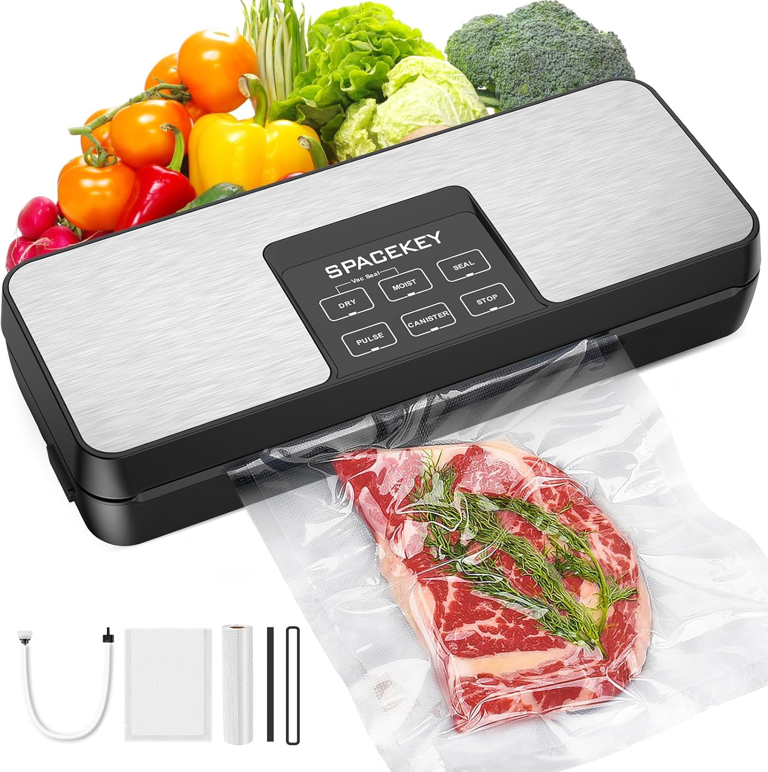 SPACEKEY Vacuum Sealer Machine, 85Kpa Food Vacuum Machine, Food Vacuum ...
