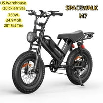 SPACEWALK M7 Electric Bike for Adults–750W Motor,20"x4" Fat Tires,24.9MPH Top Speed, 48V 15Ah Removable Battery,Dual Front & Rear Suspension
