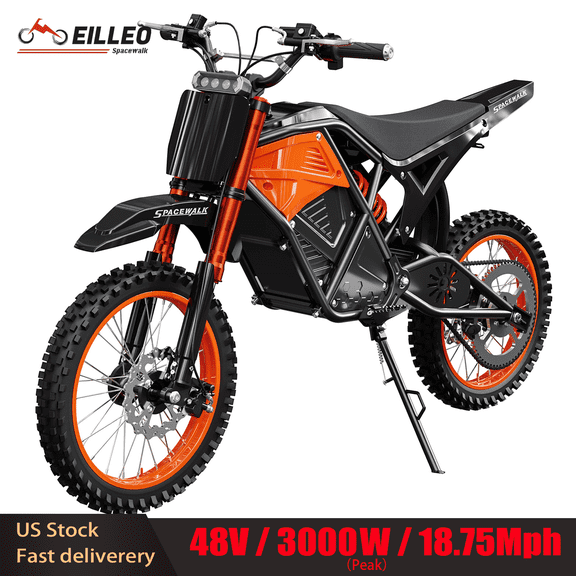 SPACEWALK off road electric bike for Adults Teens48V 3000W Motor 37.5MPH ,14"/12" Fat Tire Electric Motorcycle, Hydraulic Brakes & Full Suspension, Fit Age 13+