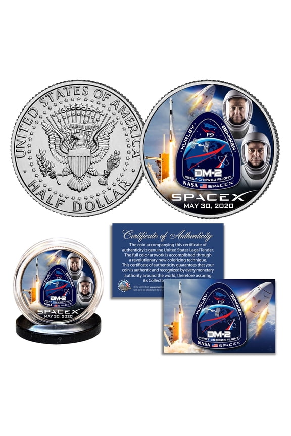 SPACEX ASTRONAUTS Falcon 9 Rocket Carrying Crew JFK Half Dollar U.S. Coin