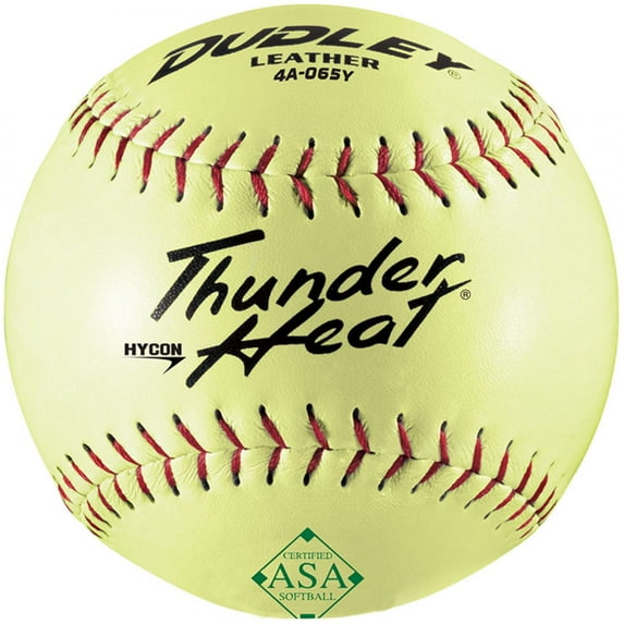 SPALDING SPORTS DIV RUSSELL Dudley Softball, Slow Pitch, Yellow Leather, 12-In. 4A-065YP
