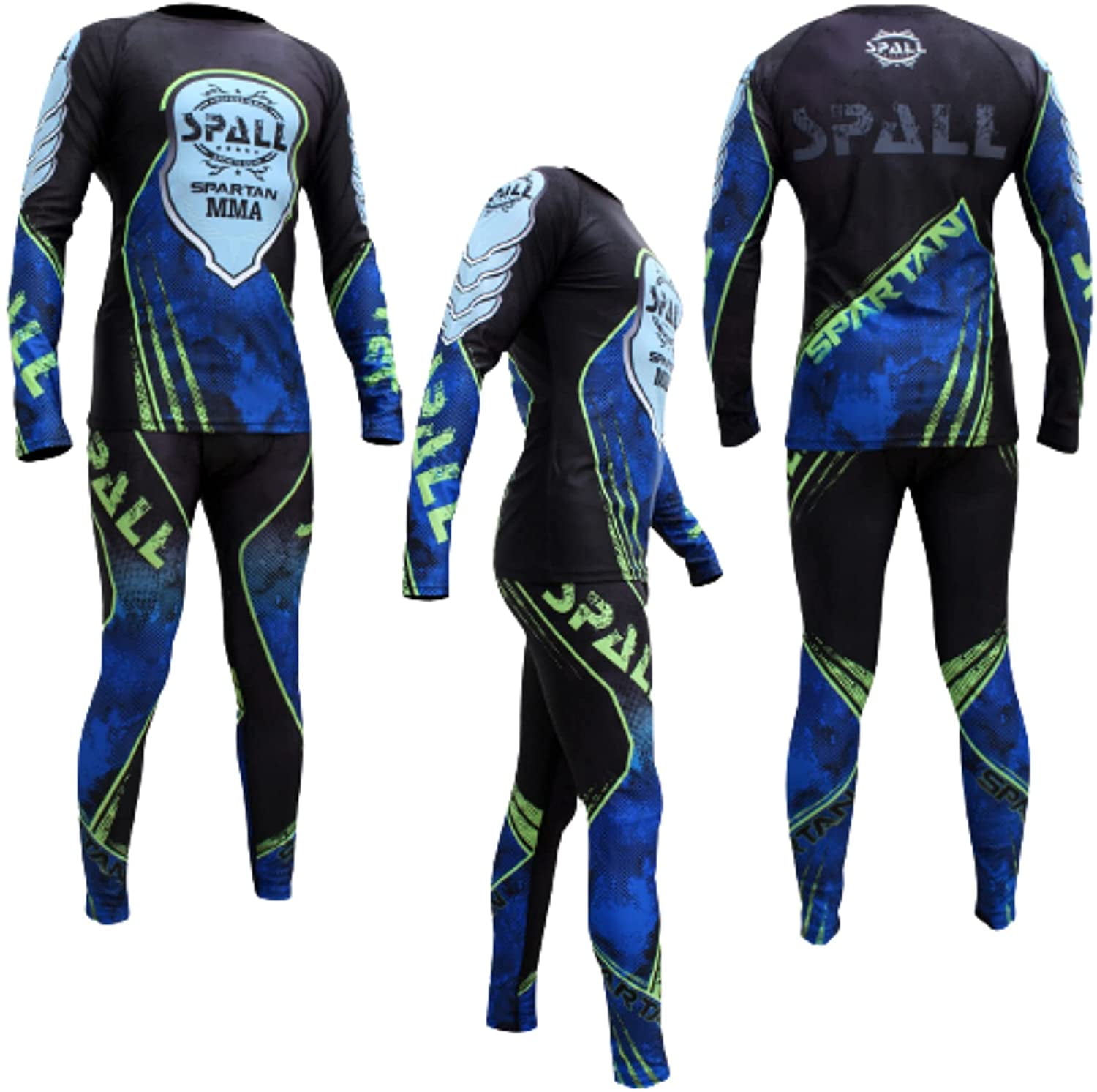 SPALL PRO Long Sleeve Rash Guard with Bottoms for MMA, NoGi & Gi Jiu