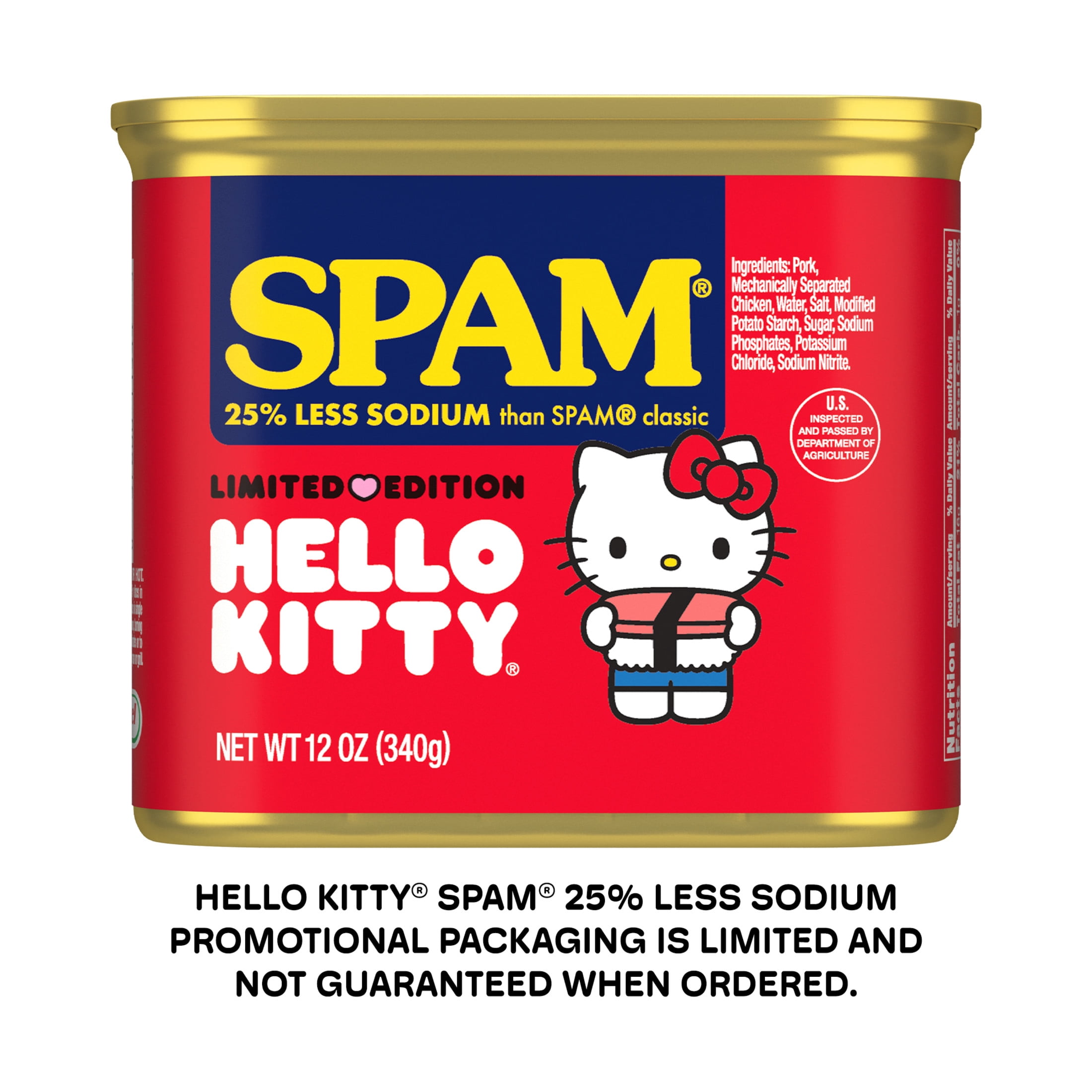 SPAM 25% Less Sodium, Canned Meats, 7 g Protein, Shelf-Stable, 12 oz Aluminum Can