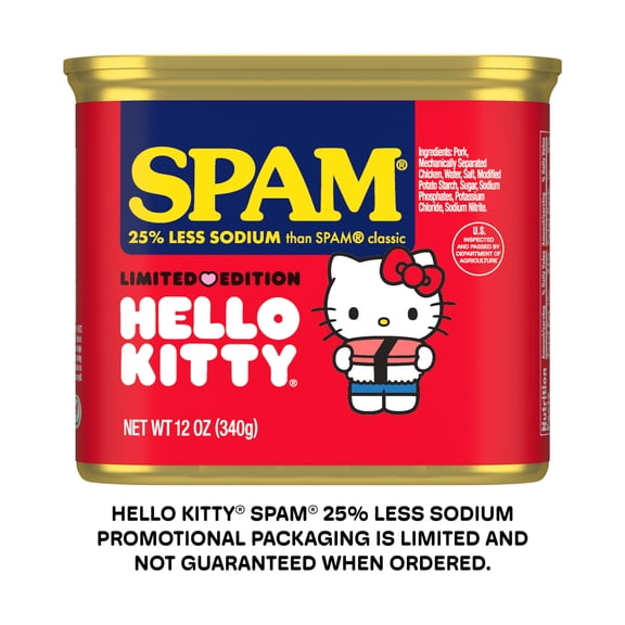 SPAM 25% Less Sodium, Canned Meats, 7 g Protein, Shelf-Stable, 12 oz Aluminum Can