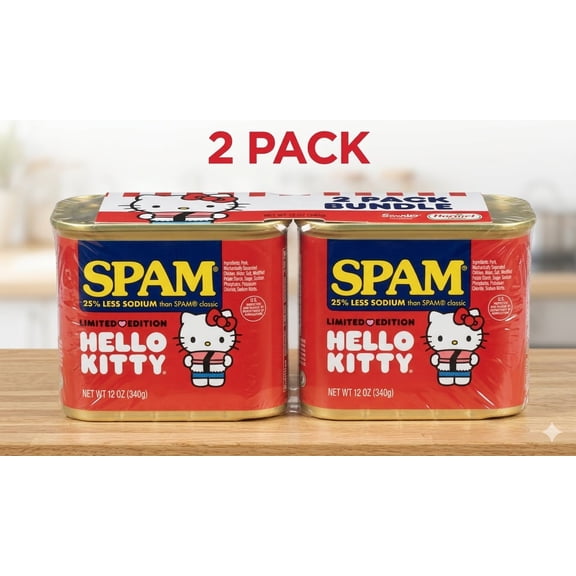 SPAM 25% Less Sodium, Canned Meats, 7 g Protein, Shelf-Stable, 12 oz Aluminum Can (pack -2)