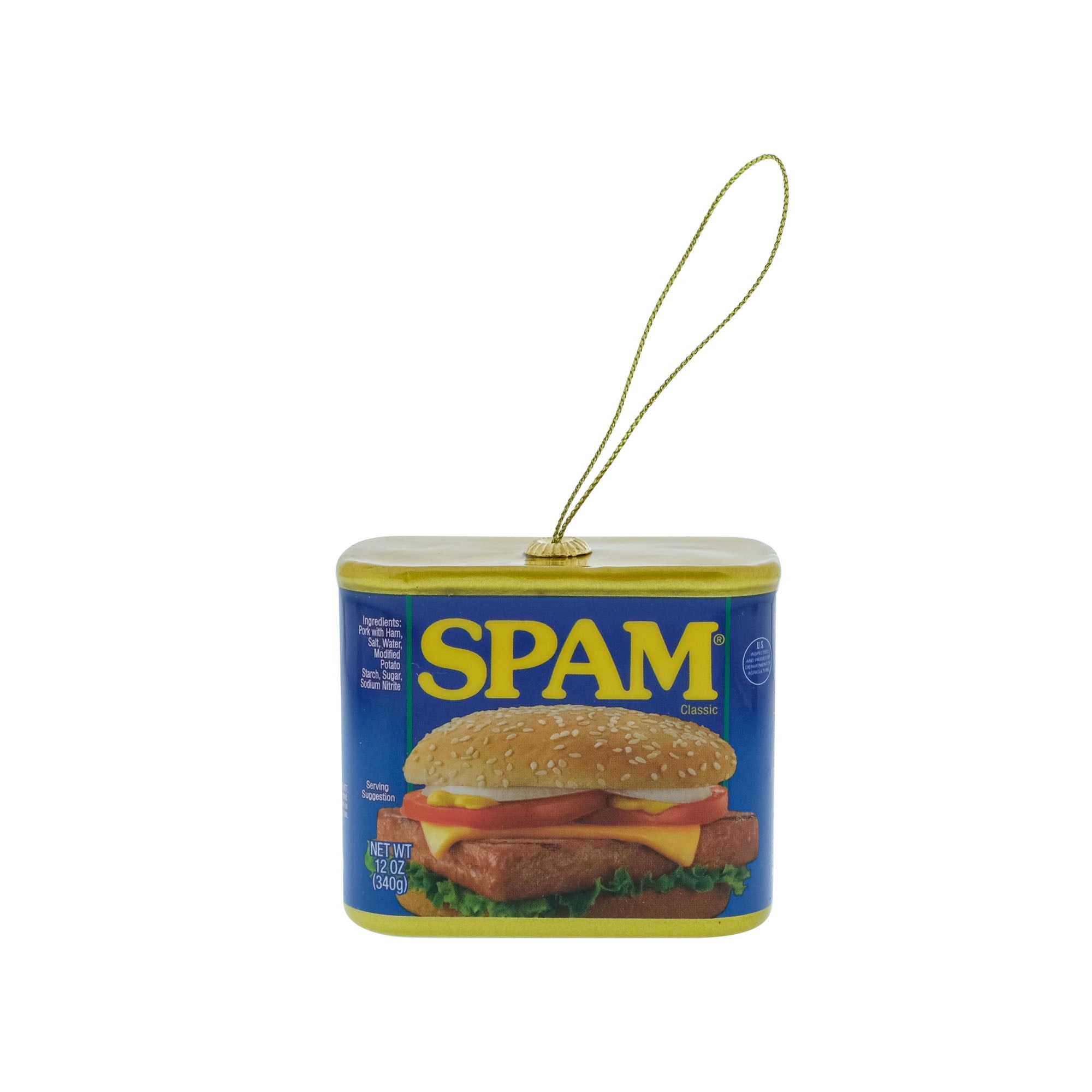 Hormel, Spam Decoupage Ornament, 4 inches Tall, Faux Food, Plastic, Blue, Novelty Ornament