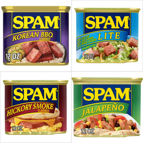 SPAM Classic Canned Luncheon Meat 12 oz, 4 Pack Pantry Bundle