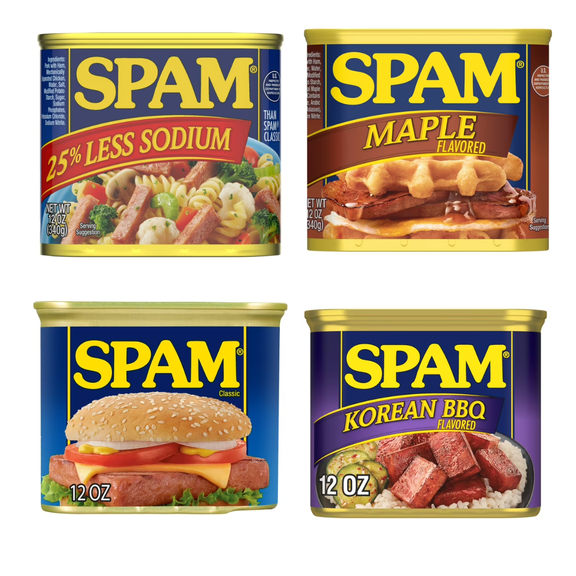 SPAM Classic Canned Meat 12 oz, 4 Pack Shelf-Stable Luncheon Meat