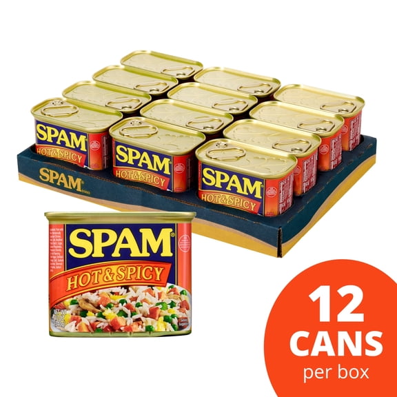 SPAM Hot and Spicy, 7 g of Protein per serving, 12 oz Aluminum Can (12 Pack)