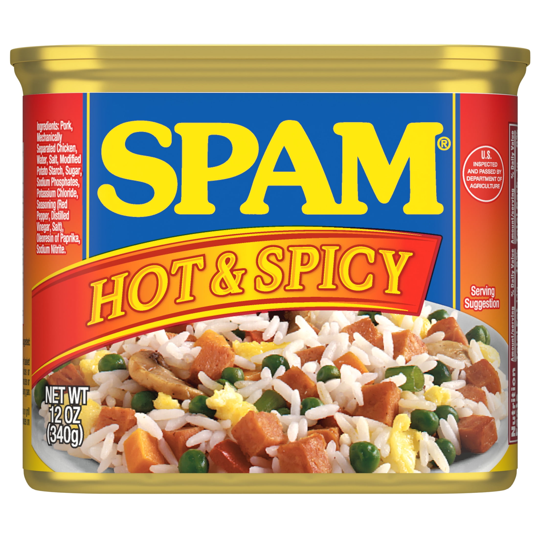 SPAM Hot and Spicy, 7 g of Protein per serving, 12 oz Aluminum Can (12 Pack)