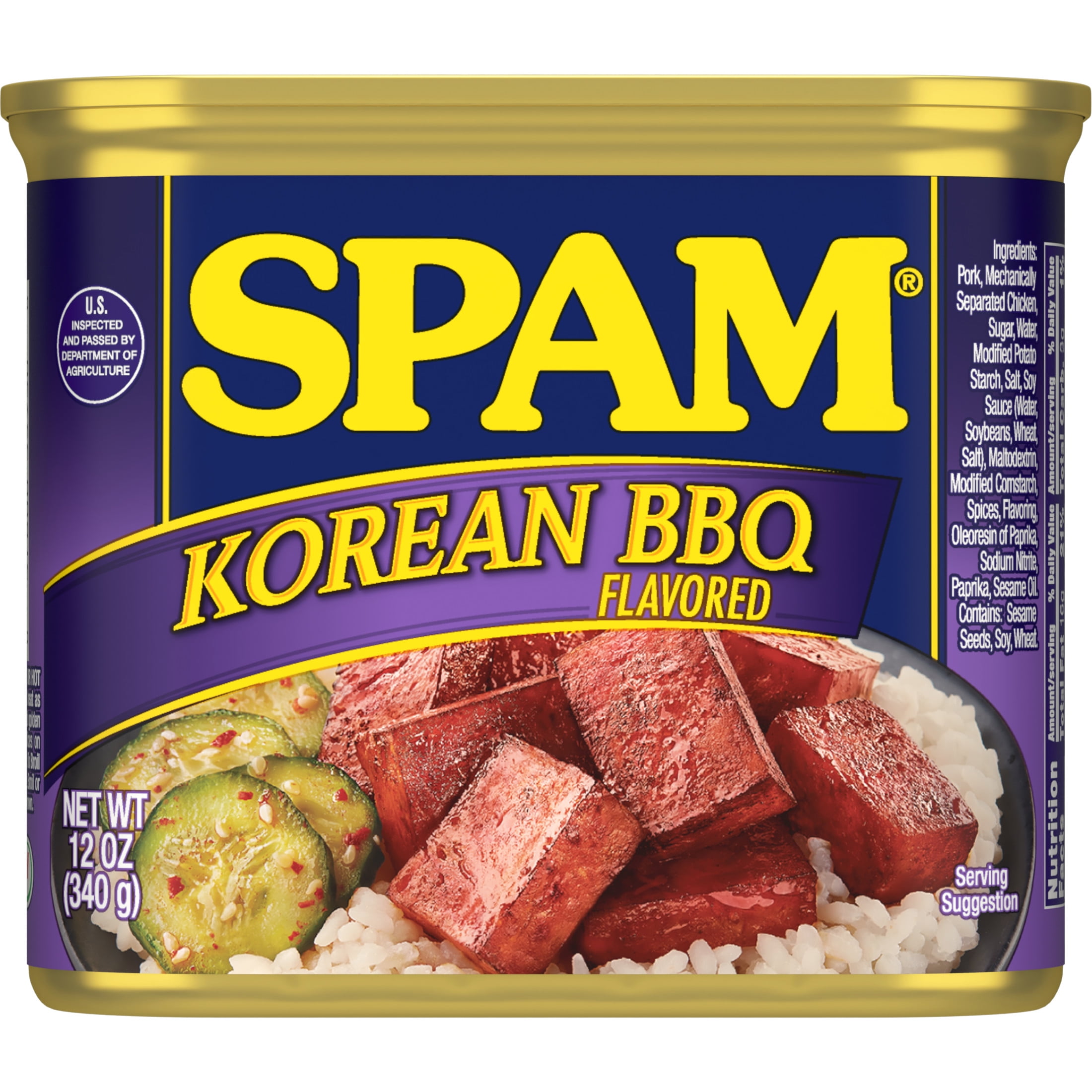SPAM Korean BBQ Flavored, Shelf Stable, 12 oz Aluminum Can (12 Pack)