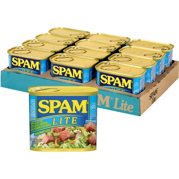 (12 pack) SPAM Lite, 9 Grams of Protein per Serving, 12 oz Aluminum Can