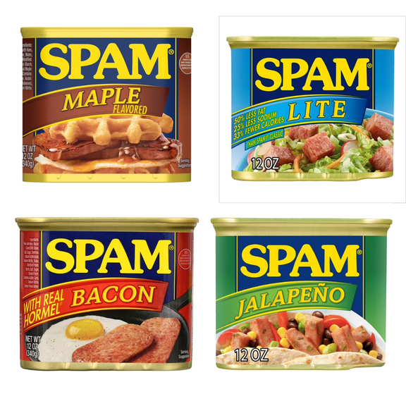 SPAM Luncheon Meat 12 oz Cans, Pack of 4 Shelf-Stable