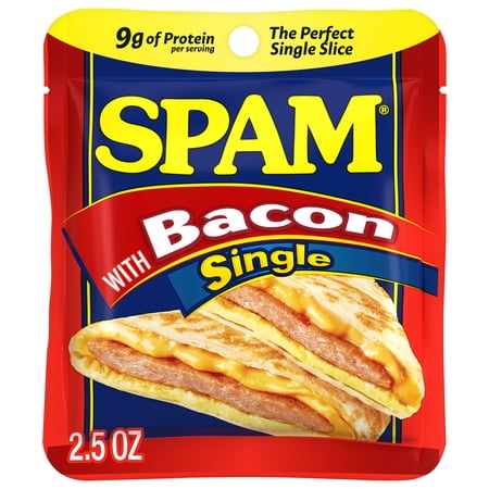 SPAM with Real HORMEL Bacon Single, Shelf-Stable, 2.5 oz Plastic Pouch