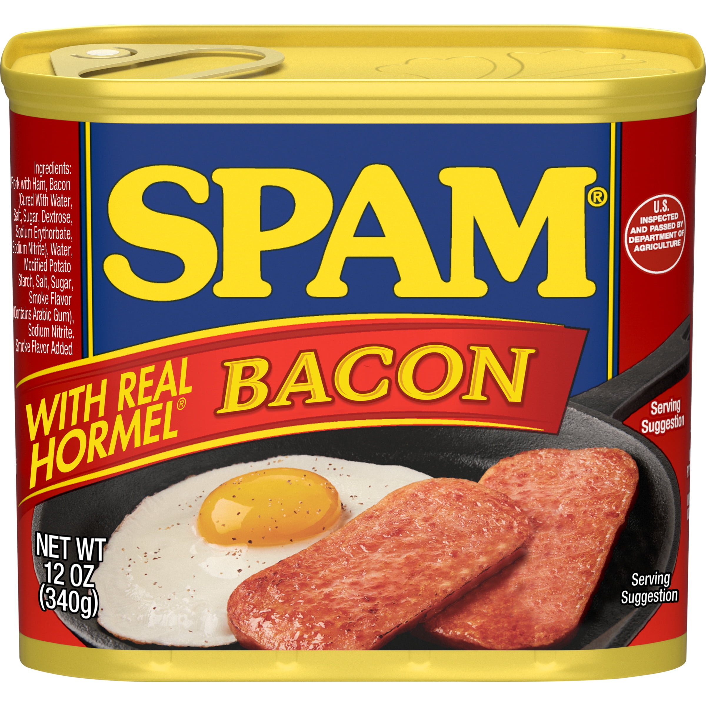 (3 pack) SPAM with Real HORMEL Bacon, 7 g protein, 12 oz Aluminum Can