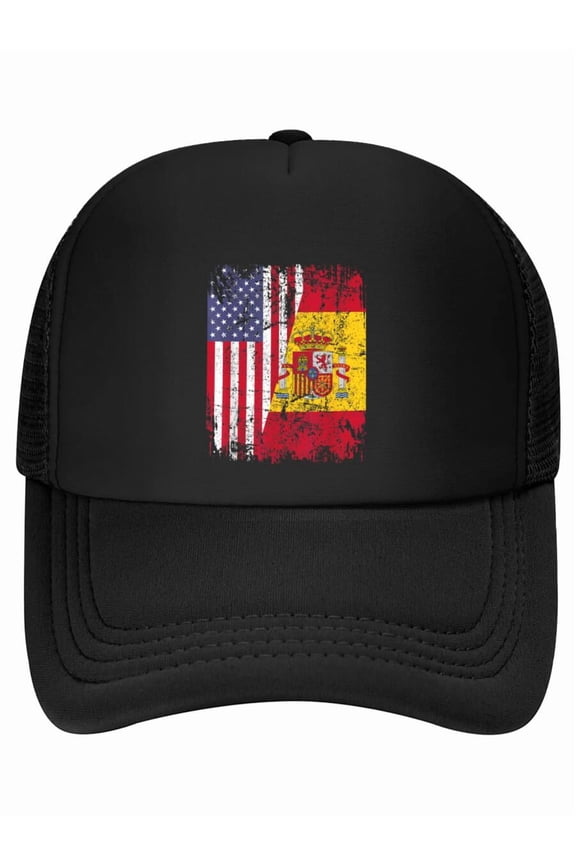 SPANISH ROOTS Half American Flag USA SPAIN FLAG Baseball Cap