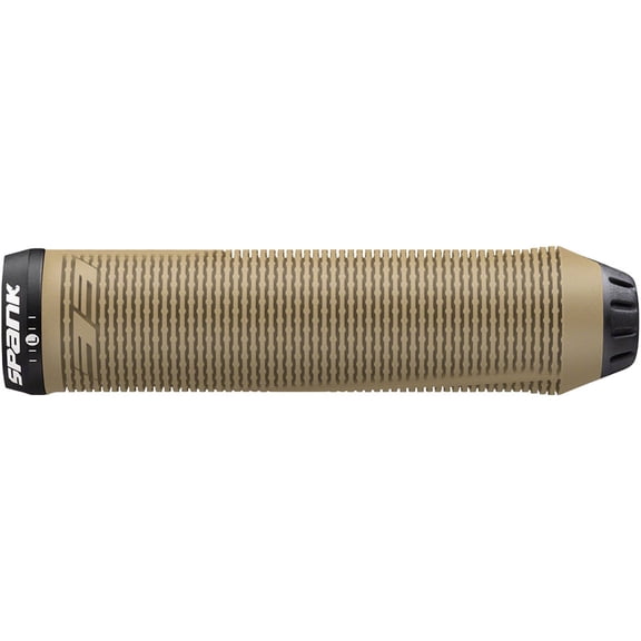 Spank Spike 33 Lock On Mountain Bike Grips with End Plugs, 33mm Diameter, Sand