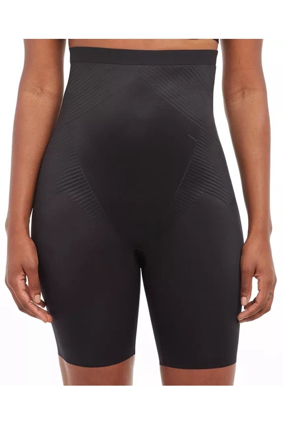 High-Waisted Mid-Thigh Short - 10233R (Very Black, M)