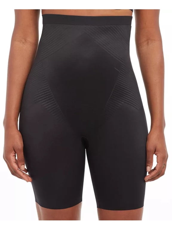 High-Waisted Mid-Thigh Short - 10233R (Very Black, M)
