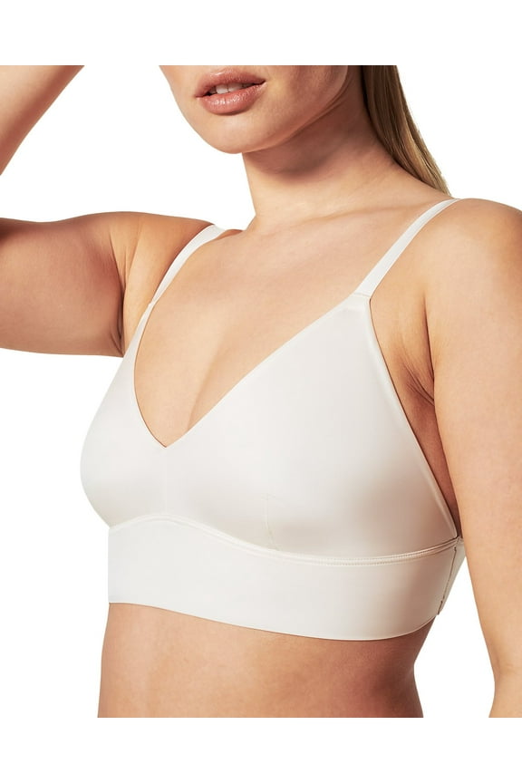 Shaping Satin Unlined Bralette, Linen, Size Medium