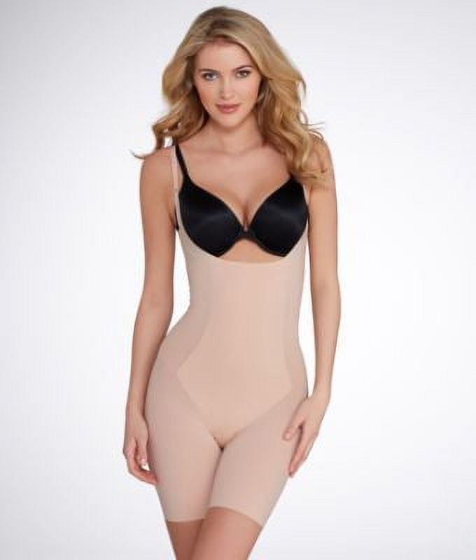 Spanx Thinstincts Open-Bust Mid-Thigh Bodysuit Soft Nude 