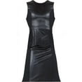 thumbnail image 1 of SPANX Women's Black Leather Like Sleeveless Mixed Media Sheath Dress, 1 of 1