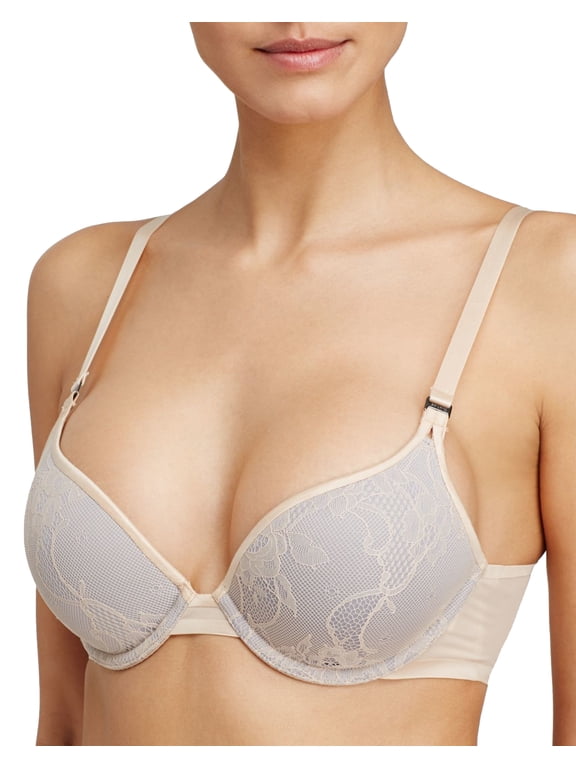 Women's Pillow Cup Lace Push Up Plunge Bra SF0815, Soft Nude, 38C