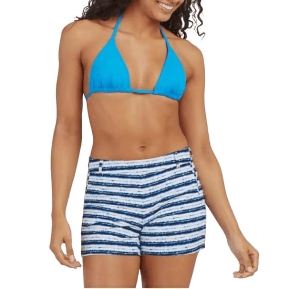 SPANX Womens 4" Sunshine Shorts, Blue Painted Stripe, Medium