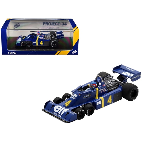 Tyrrell P34 #4 Patrick Depailler 2nd Place Formula One F1 "Swedish GP" (1976) with Driver 1/43 Model Car by Spark