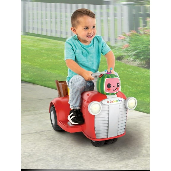 6V Cocomelon Battery Powered Ride on Tractor with Sounds, Kids Ages 18mos and up